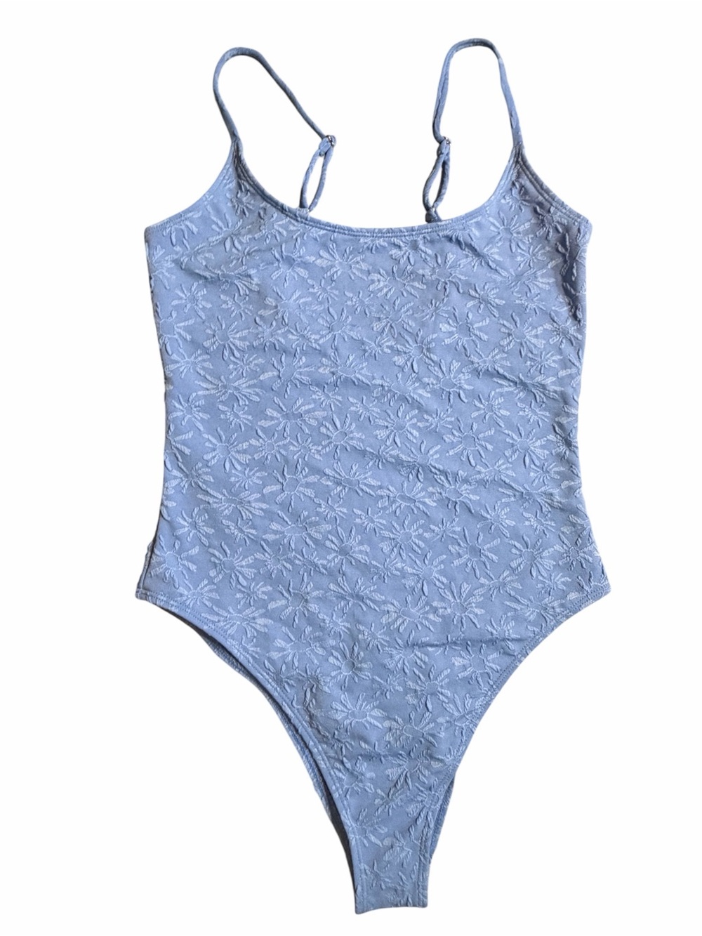 Volcom Light Blue Floral Textured One-Piece Swimsuit